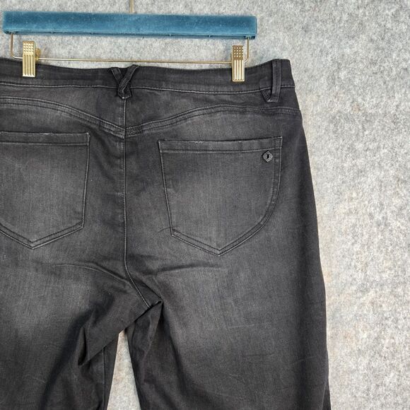 Democracy Ab Technology Kick Flare Jeans Women Sz 16 Black Denim Biker Punk NWT - Picture 5 of 16